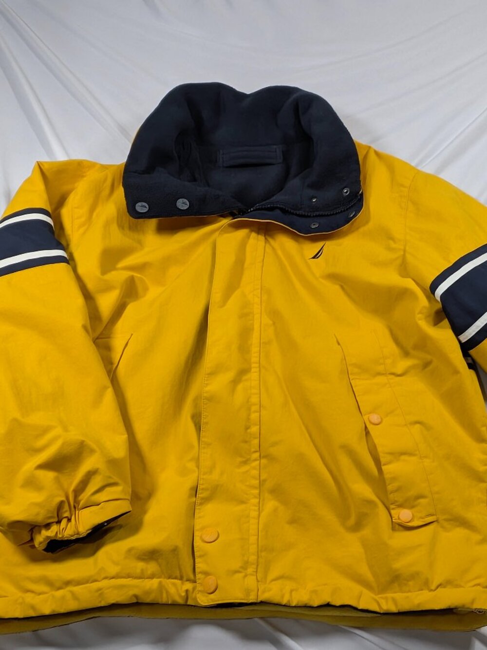 Vintage 90s Nautica Reversible Sailing Jacket Yellow Navy Fleece Large